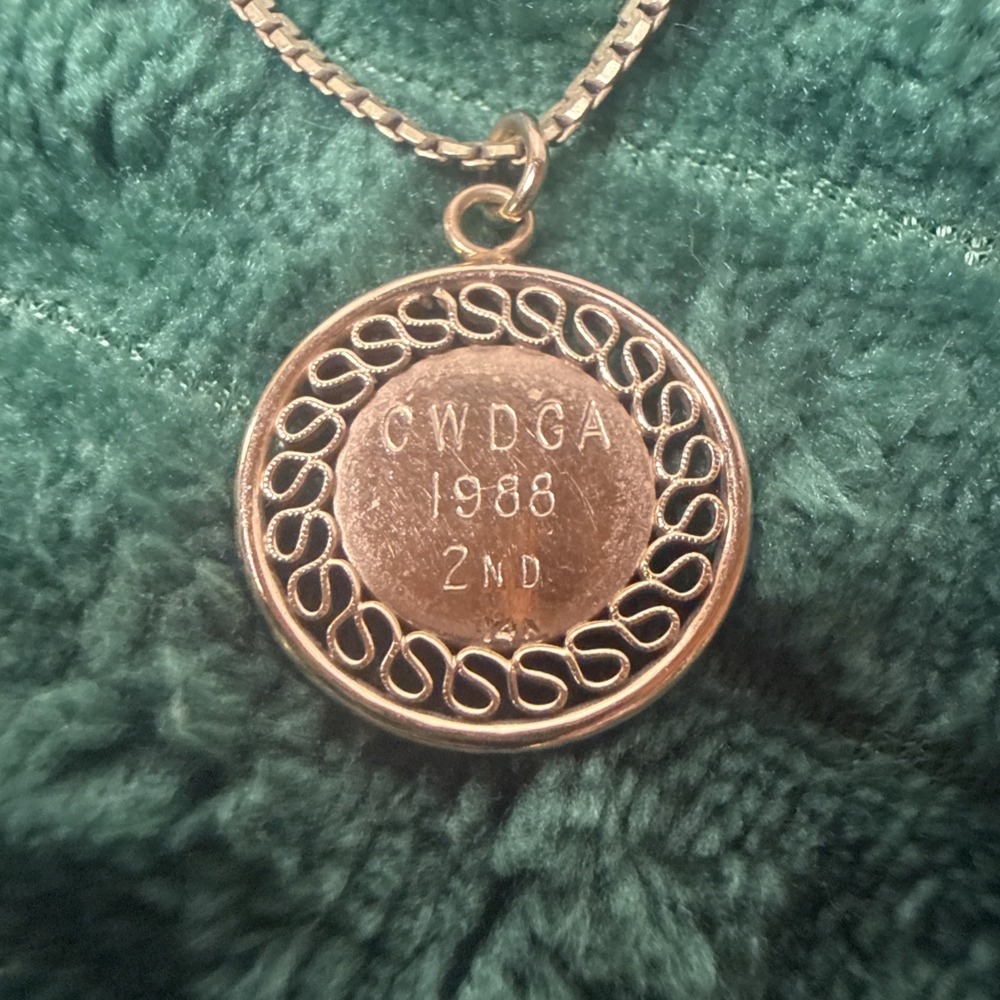 14k Yellow Gold Vintage 1988 CWDGA Golf Tournament Charm Medal Award 2nd Place
